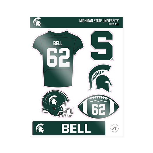 Michigan State - NCAA Football : Justin Bell - Sticker Sheet-0
