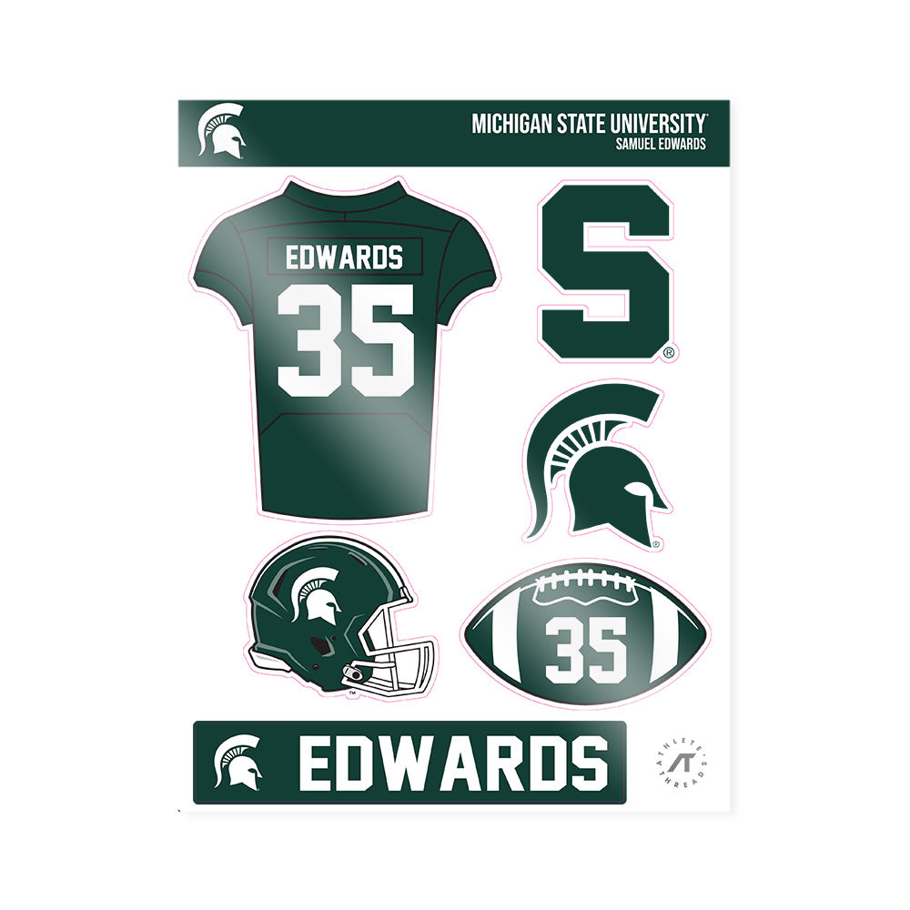 Michigan State - NCAA Football : Samuel Edwards - Sticker Sheet-0