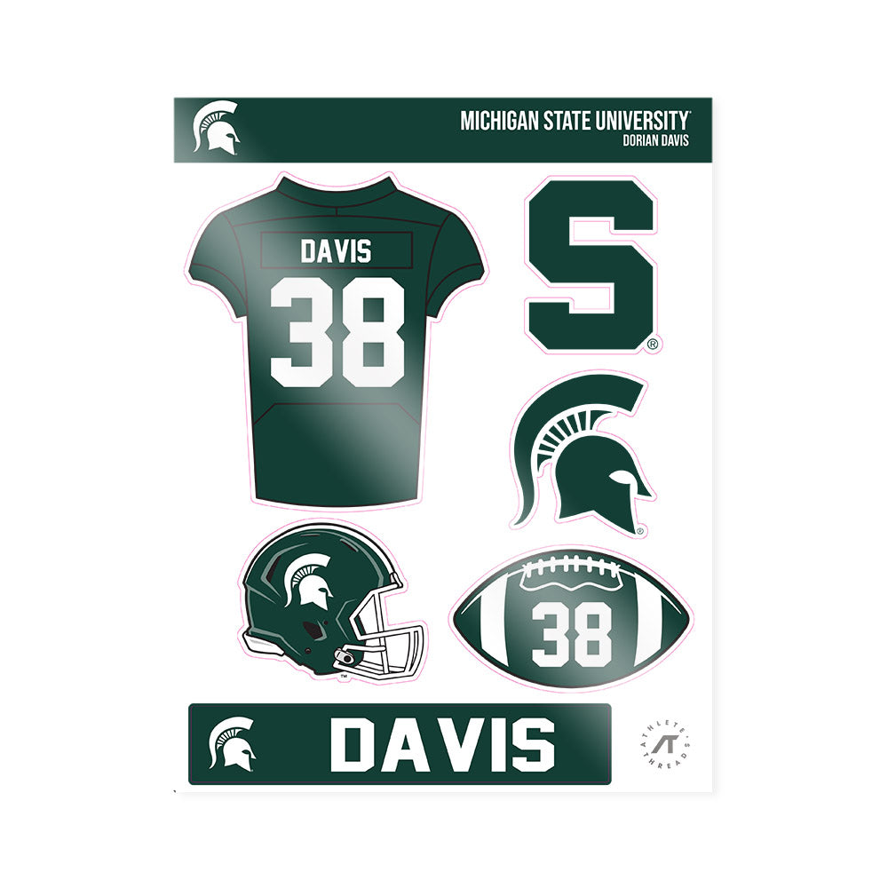 Michigan State - NCAA Football : Dorian Davis - Sticker Sheet-0