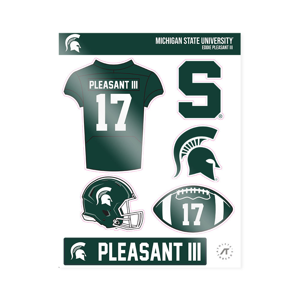 Michigan State - NCAA Football : Eddie Pleasant III - Sticker Sheet-0