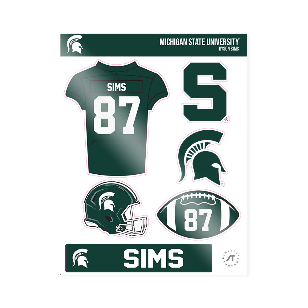 Michigan State - NCAA Football : Dyson Sims - Sticker Sheet-0