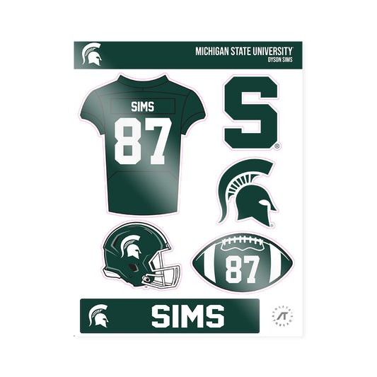 Michigan State - NCAA Football : Dyson Sims - Sticker Sheet-0