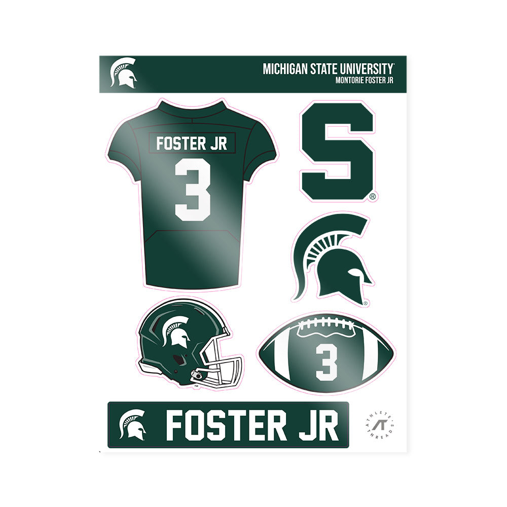 Michigan State - NCAA Football : Montorie Foster Jr - Sticker Sheet-0