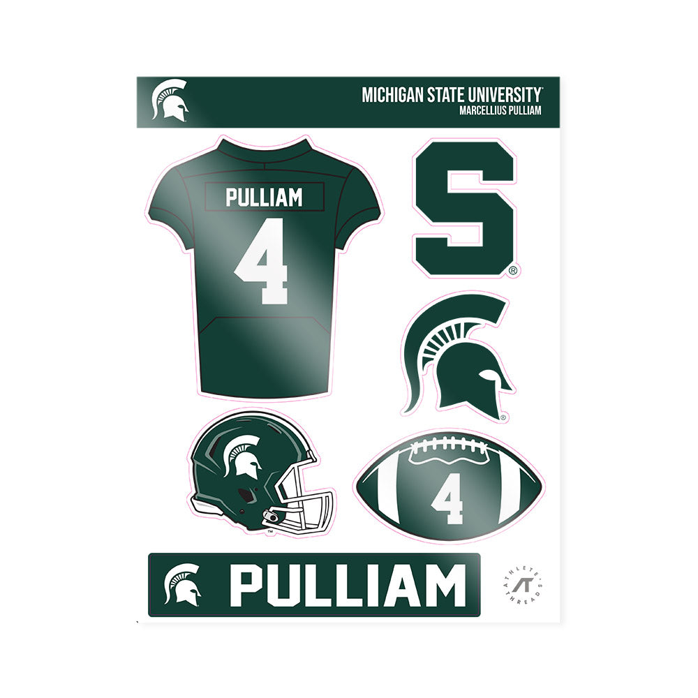 Michigan State - NCAA Football : Marcellius Pulliam - Sticker Sheet-0