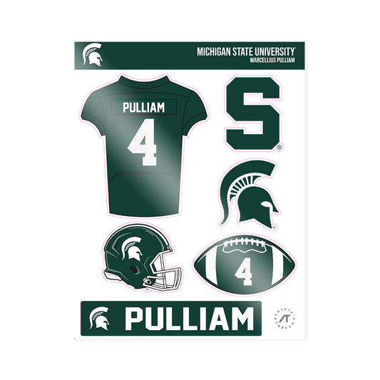 Michigan State - NCAA Football : Marcellius Pulliam - Sticker Sheet-0