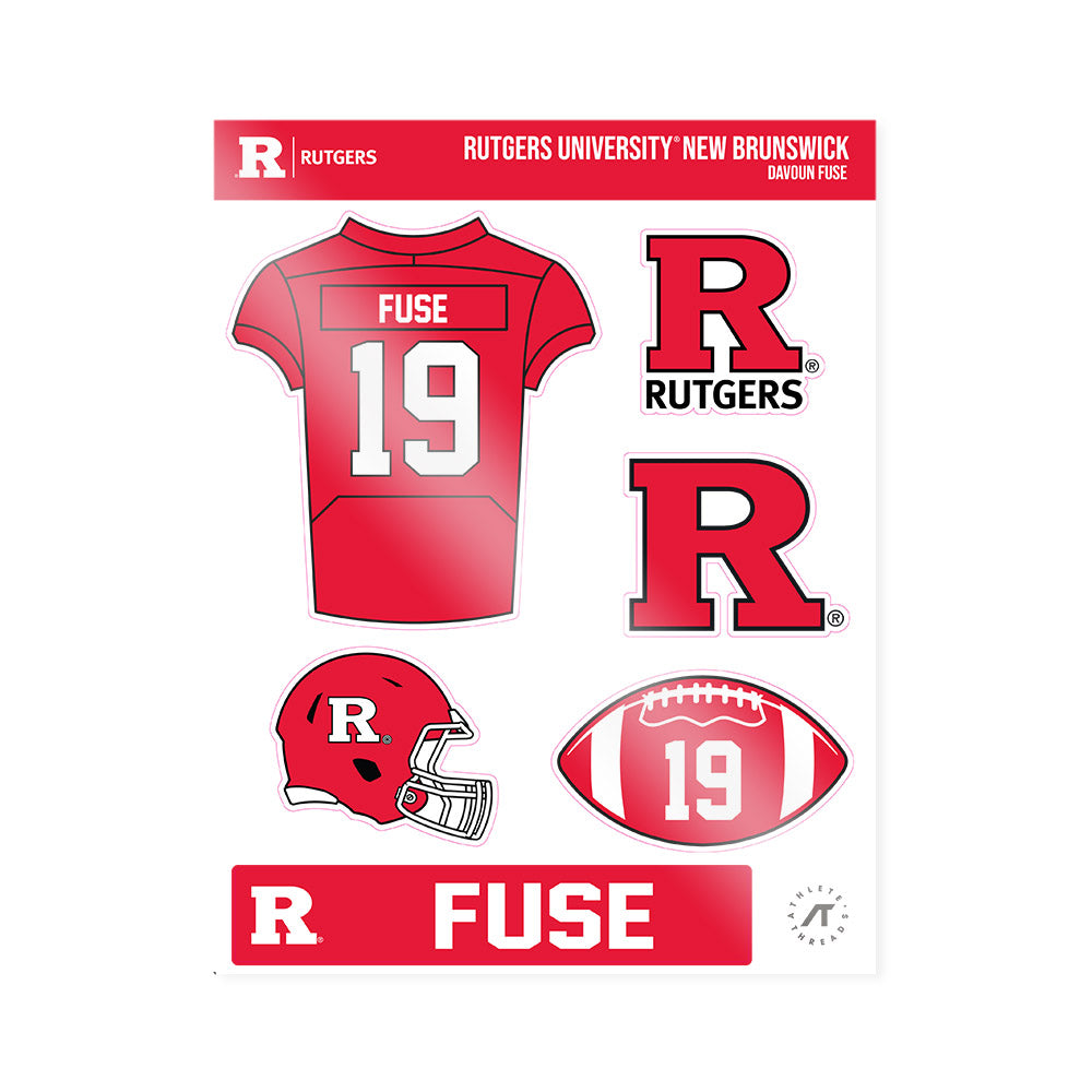 Rutgers - NCAA Football : Davoun Fuse - Sticker Sheet-0