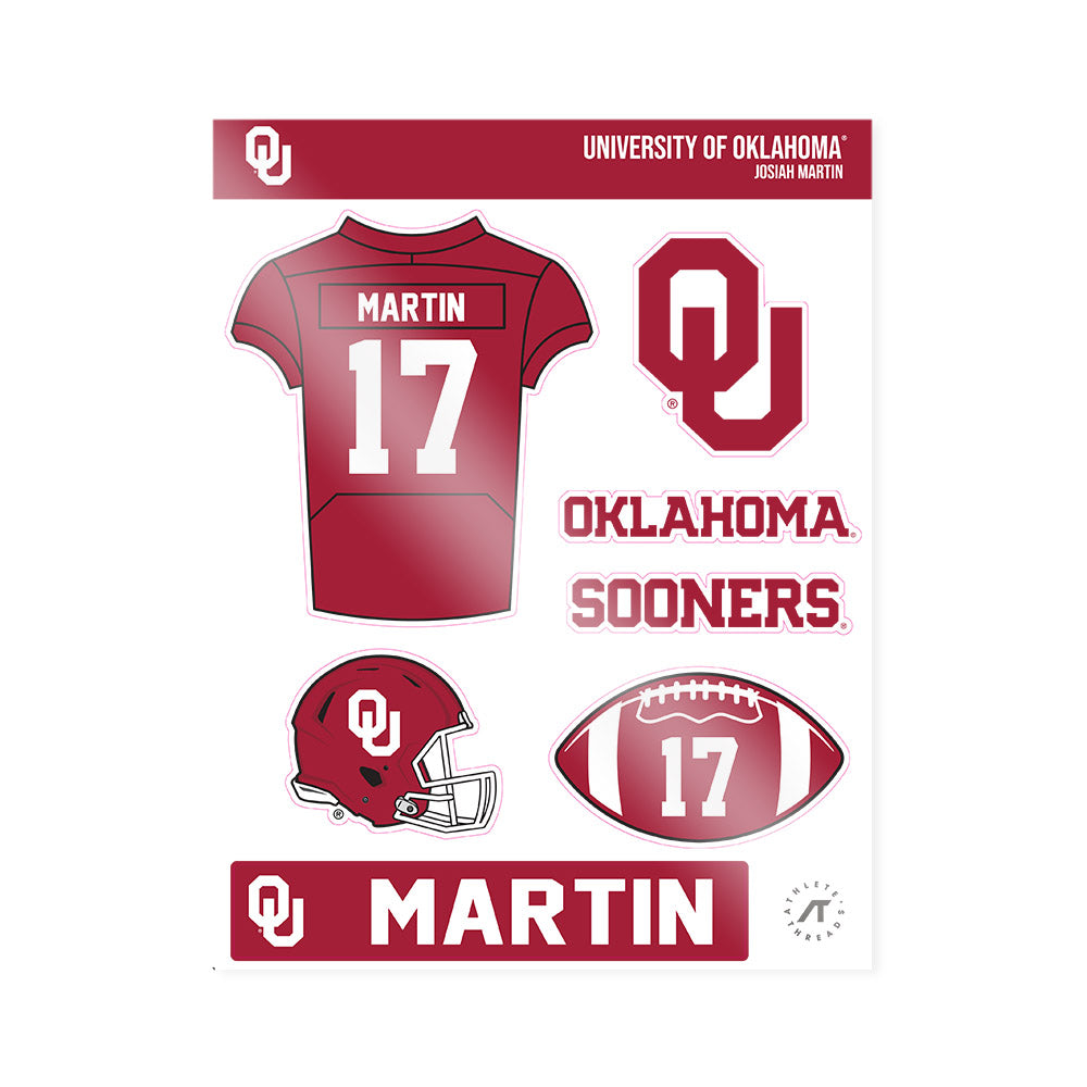 Oklahoma - NCAA Football : Josiah Martin - Sticker Sheet-0