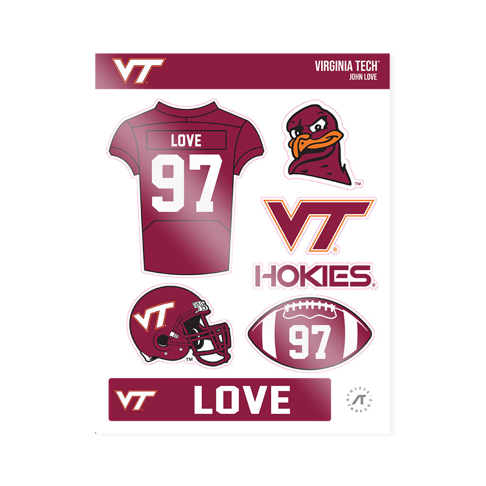 Virginia Tech - NCAA Football : John Love - Sticker Sheet-0
