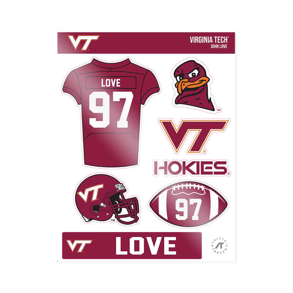 Virginia Tech - NCAA Football : John Love - Sticker Sheet-0