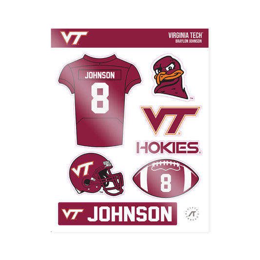 Virginia Tech - NCAA Football : Braylon Johnson - Sticker Sheet-0