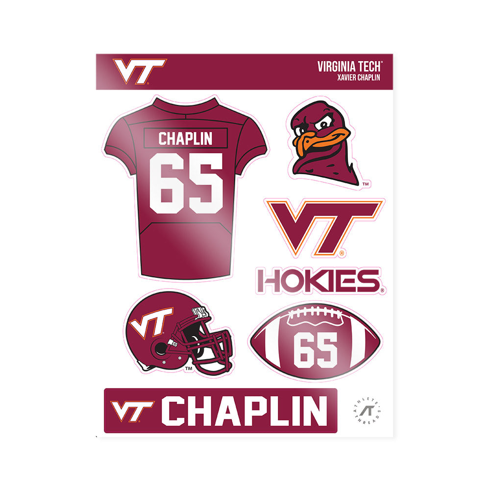 Virginia Tech - NCAA Football : Xavier Chaplin - Sticker Sheet-0