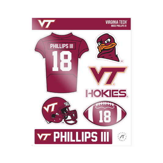 Virginia Tech - NCAA Football : Mose Phillips III - Sticker Sheet-0