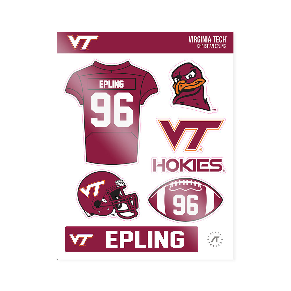 Virginia Tech - NCAA Football : Christian Epling - Sticker Sheet-0