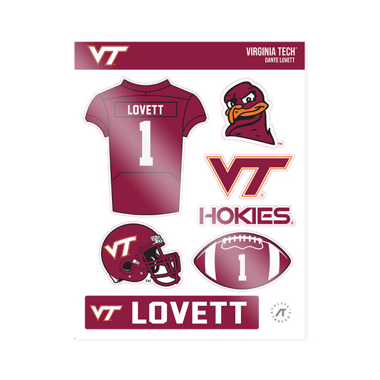 Virginia Tech - NCAA Football : Dante Lovett - Sticker Sheet-0