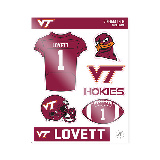 Virginia Tech - NCAA Football : Dante Lovett - Sticker Sheet-0