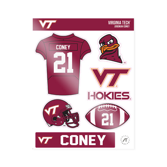 Virginia Tech - NCAA Football : Jeremiah Coney - Sticker Sheet-0