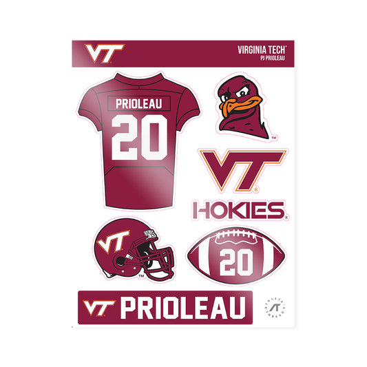 Virginia Tech - NCAA Football : PJ Prioleau - Sticker Sheet-0