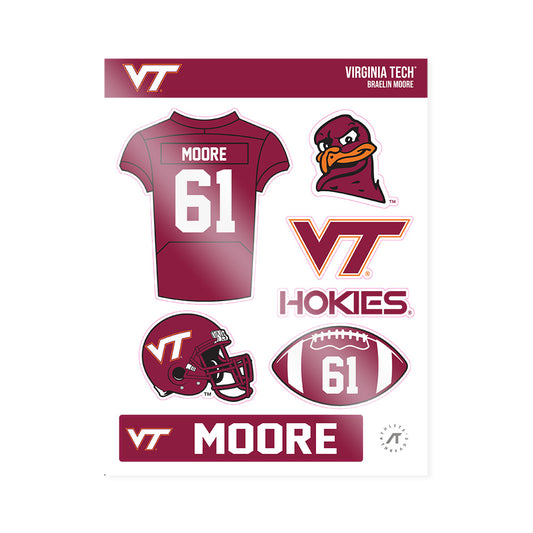 Virginia Tech - NCAA Football : Braelin Moore - Sticker Sheet-0