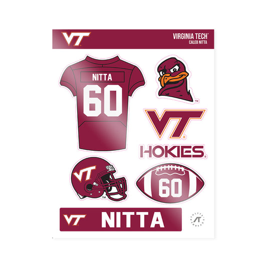 Virginia Tech - NCAA Football : Caleb Nitta - Sticker Sheet-0