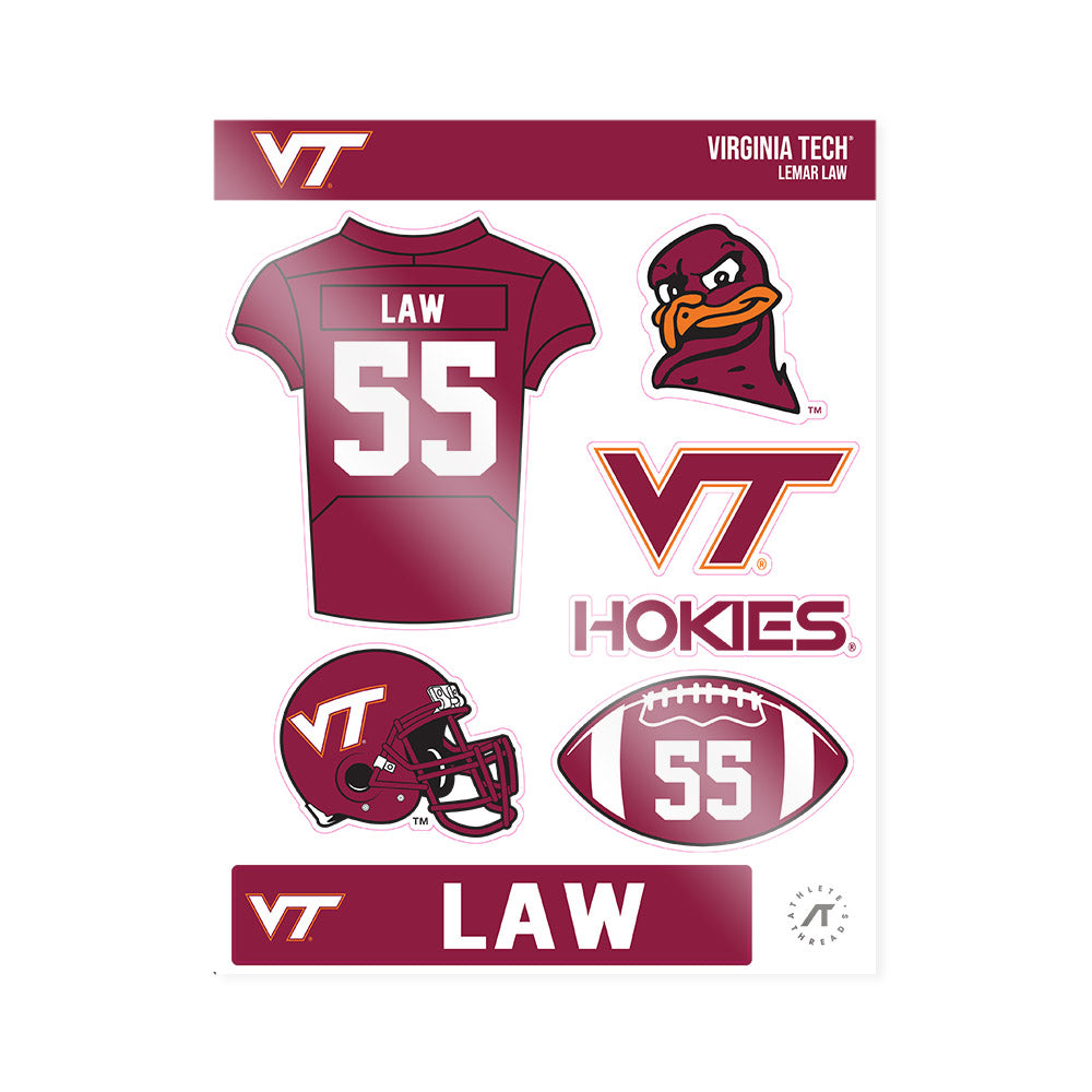 Virginia Tech - NCAA Football : Lemar Law - Sticker Sheet-0