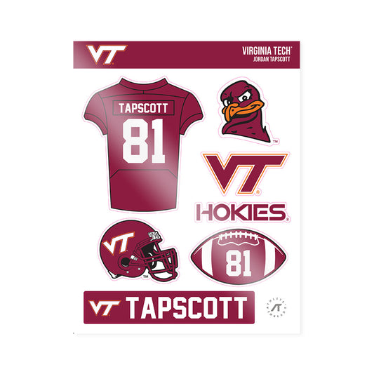 Virginia Tech - NCAA Football : Jordan Tapscott - Sticker Sheet-0