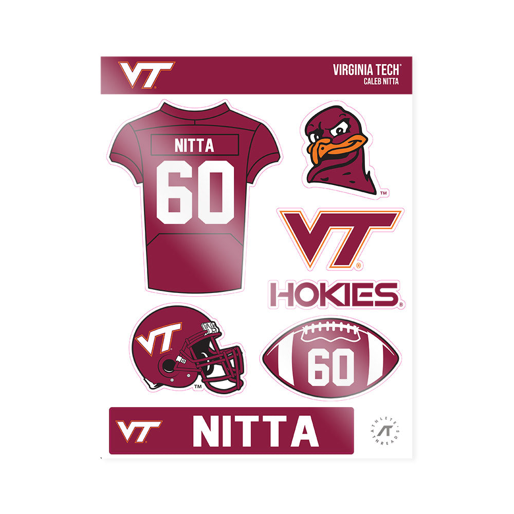 Virginia Tech - NCAA Football : Caleb Nitta - Sticker Sheet-0