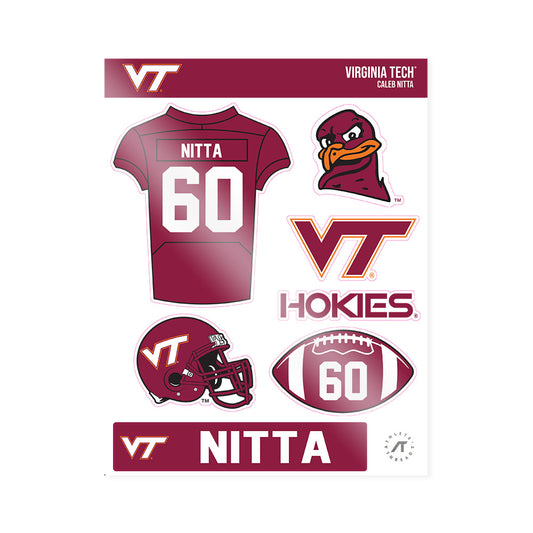 Virginia Tech - NCAA Football : Caleb Nitta - Sticker Sheet-0