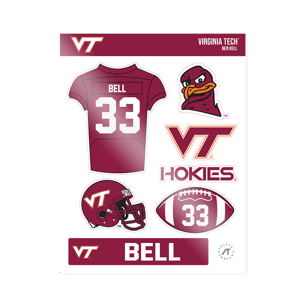 Virginia Tech - NCAA Football : Ben Bell - Sticker Sheet-0