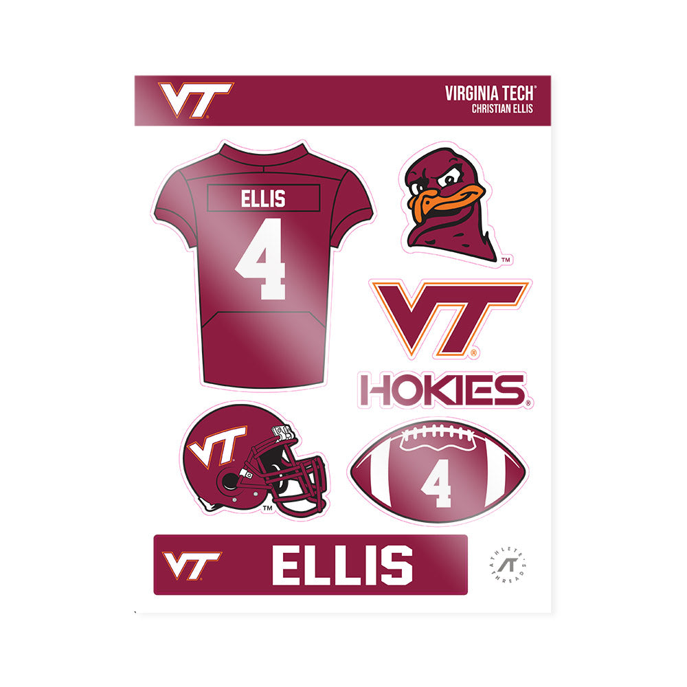 Virginia Tech - NCAA Football : Christian Ellis - Sticker Sheet-0