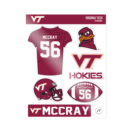 Virginia Tech - NCAA Football : CJ McCray - Sticker Sheet-0