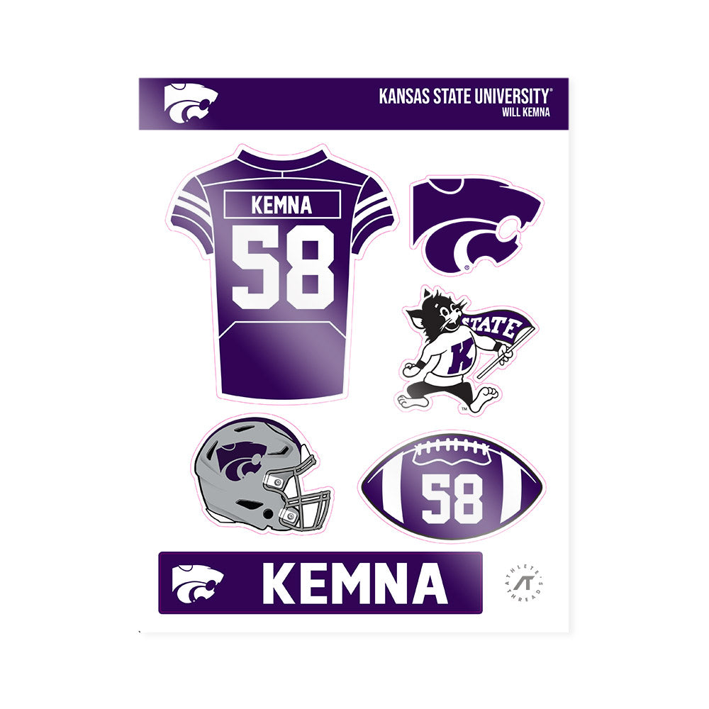 Kansas State - NCAA Football : Will Kemna - Sticker Sheet-0