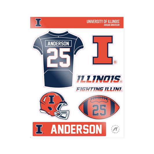 Illinois - NCAA Football : Jordan Anderson - Sticker Sheet-0