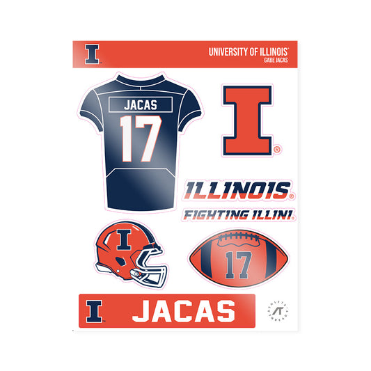 Illinois - NCAA Football : Gabe Jacas - Sticker Sheet-0