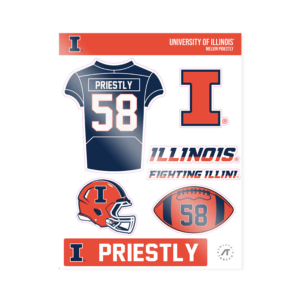 Illinois - NCAA Football : Melvin Priestly - Sticker Sheet-0