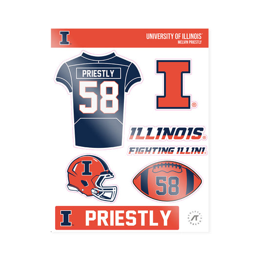 Illinois - NCAA Football : Melvin Priestly - Sticker Sheet-0