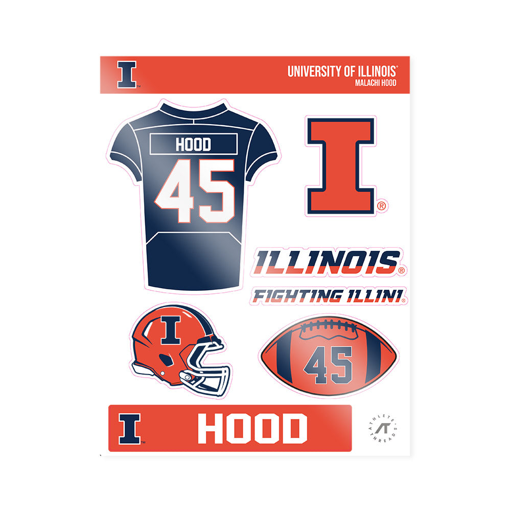 Illinois - NCAA Football : Malachi Hood - Sticker Sheet-0