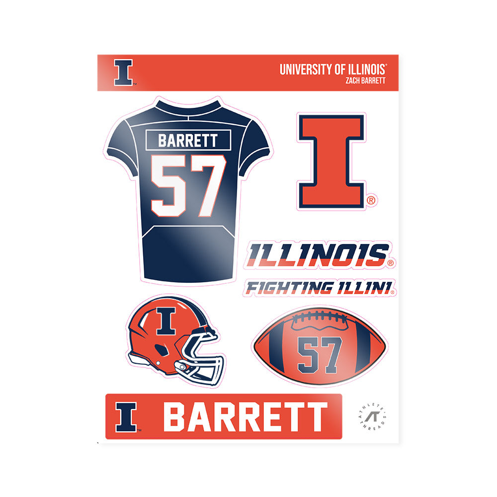 Illinois - NCAA Football : Zach Barrett - Sticker Sheet-0