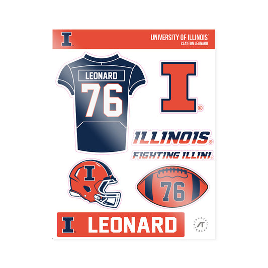 Illinois - NCAA Football : Clayton Leonard - Sticker Sheet-0