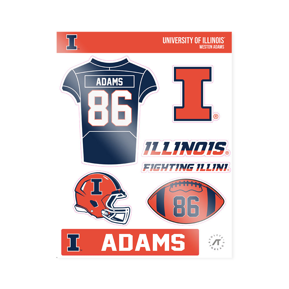 Illinois - NCAA Football : Weston Adams - Sticker Sheet-0