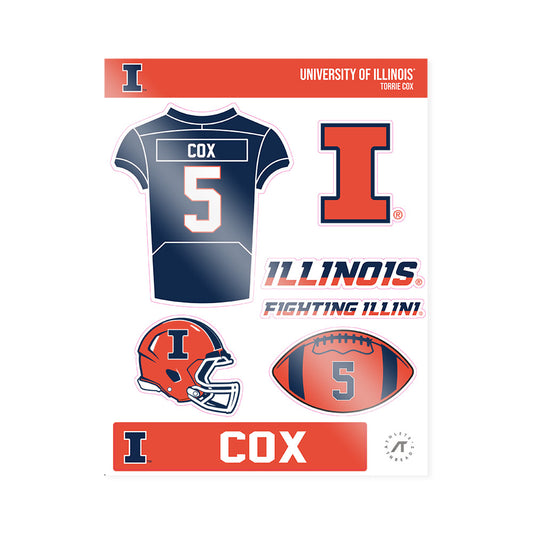 Illinois - NCAA Football : Torrie Cox - Sticker Sheet-0