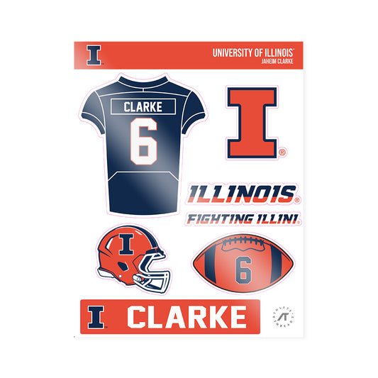Illinois - NCAA Football : Jaheim Clarke - Sticker Sheet-0