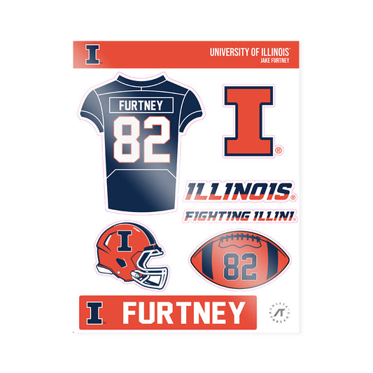 Illinois - NCAA Football : Jake Furtney - Sticker Sheet-0