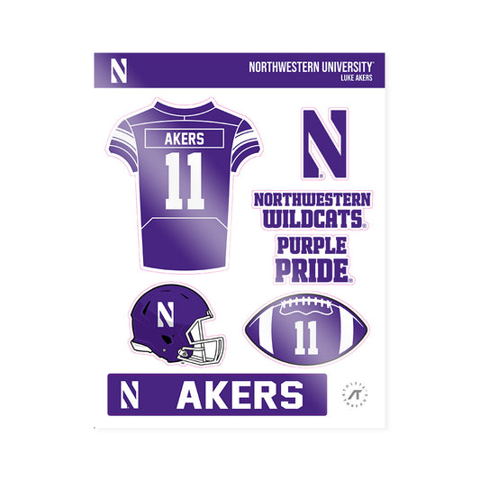 Northwestern - NCAA Football : Luke Akers - Sticker Sheet-0