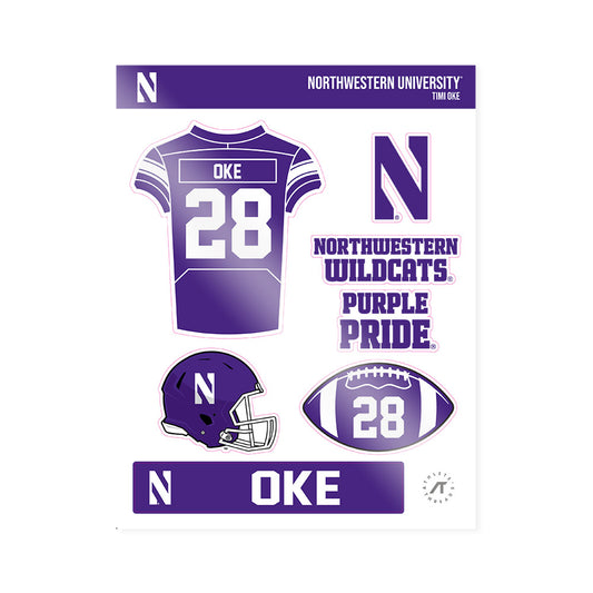 Northwestern - NCAA Football : Timi Oke - Sticker Sheet-0
