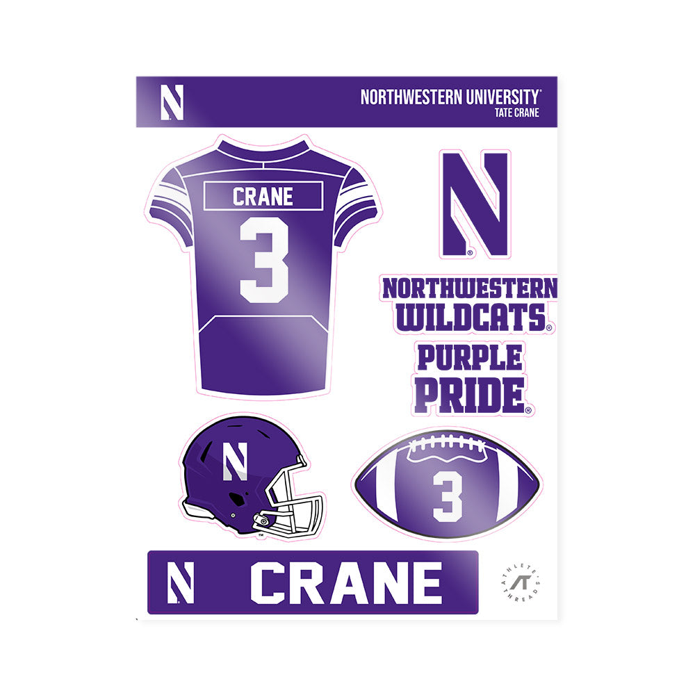 Northwestern - NCAA Football : Tate Crane - Sticker Sheet-0