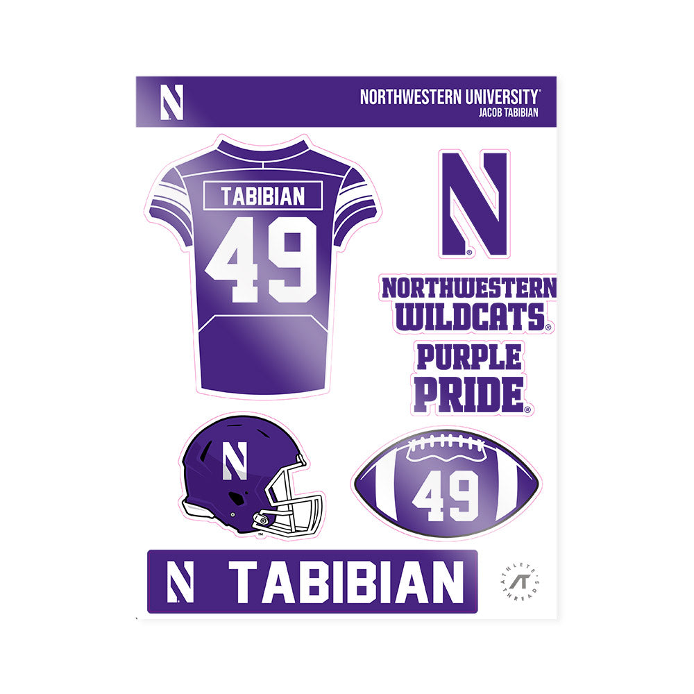 Northwestern - NCAA Football : Jacob Tabibian - Sticker Sheet-0