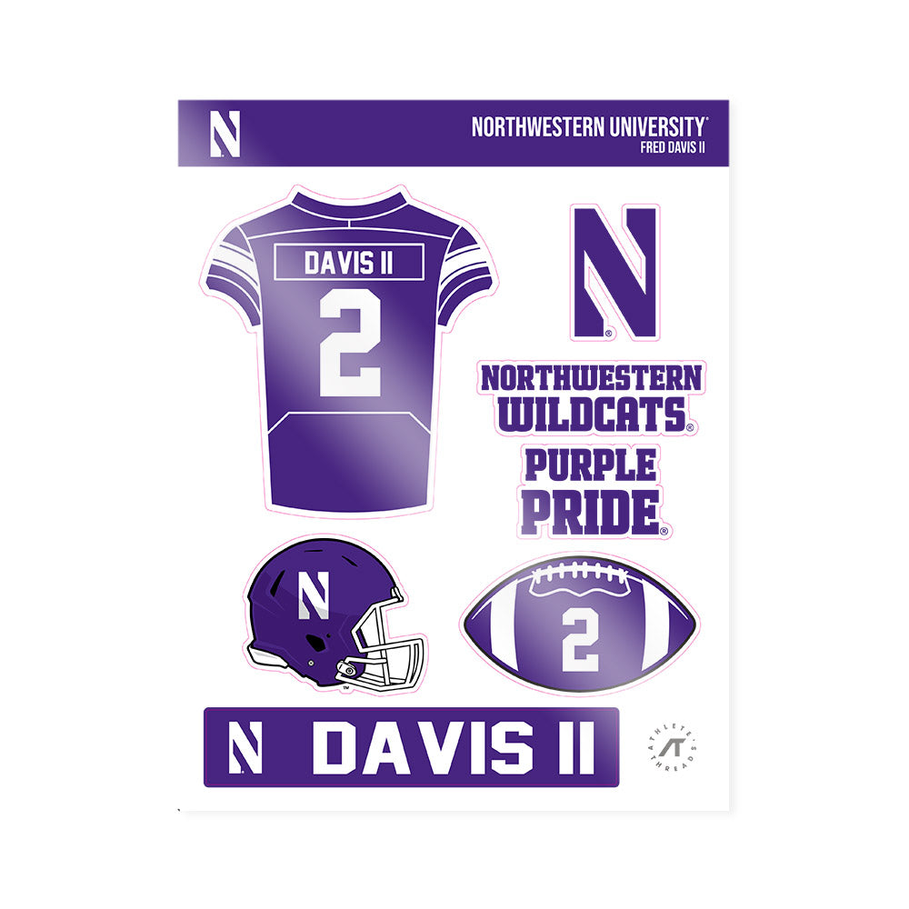 Northwestern - NCAA Football : Fred Davis II - Sticker Sheet-0