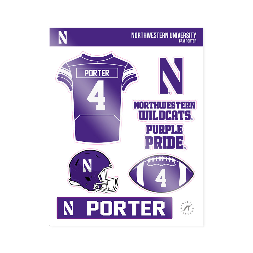 Northwestern - NCAA Football : Cam Porter - Sticker Sheet-0