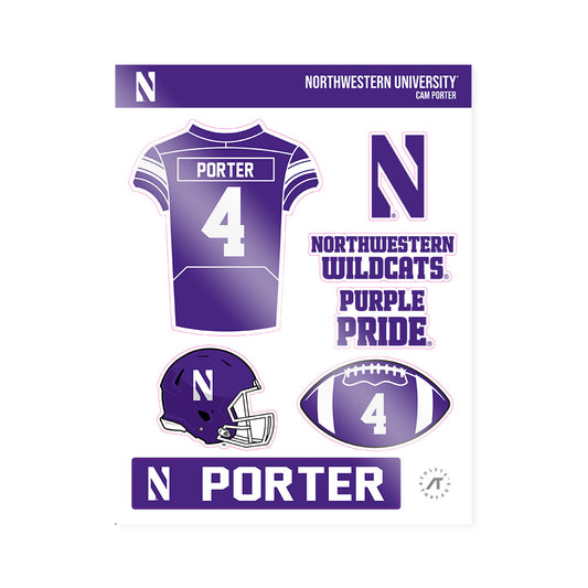 Northwestern - NCAA Football : Cam Porter - Sticker Sheet-0