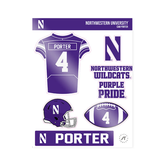 Northwestern - NCAA Football : Cam Porter - Sticker Sheet-0